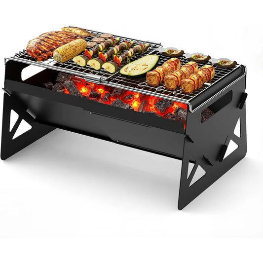 XIUWO Folding Portable Charcoal Grill For Camping And Outdoor Cooking