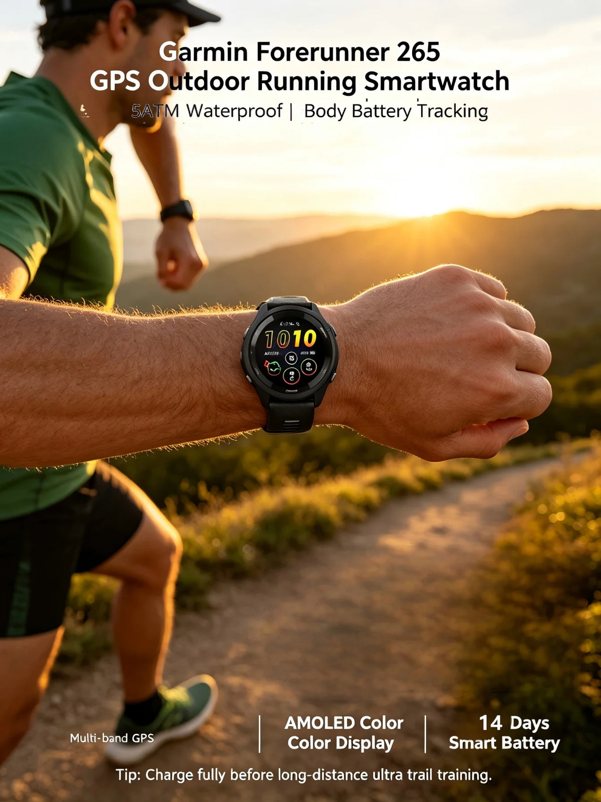Garmin Forerunner 265 GPS Running Smartwatch With Heart Rate Monitoring