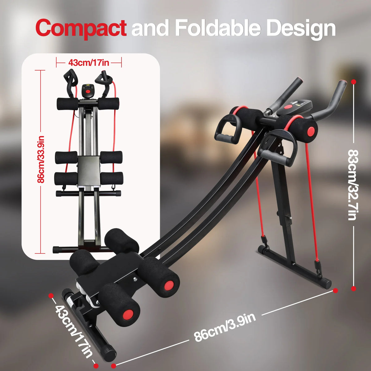 Foldable Ab Machine Core Trainer With LCD Display For Gym