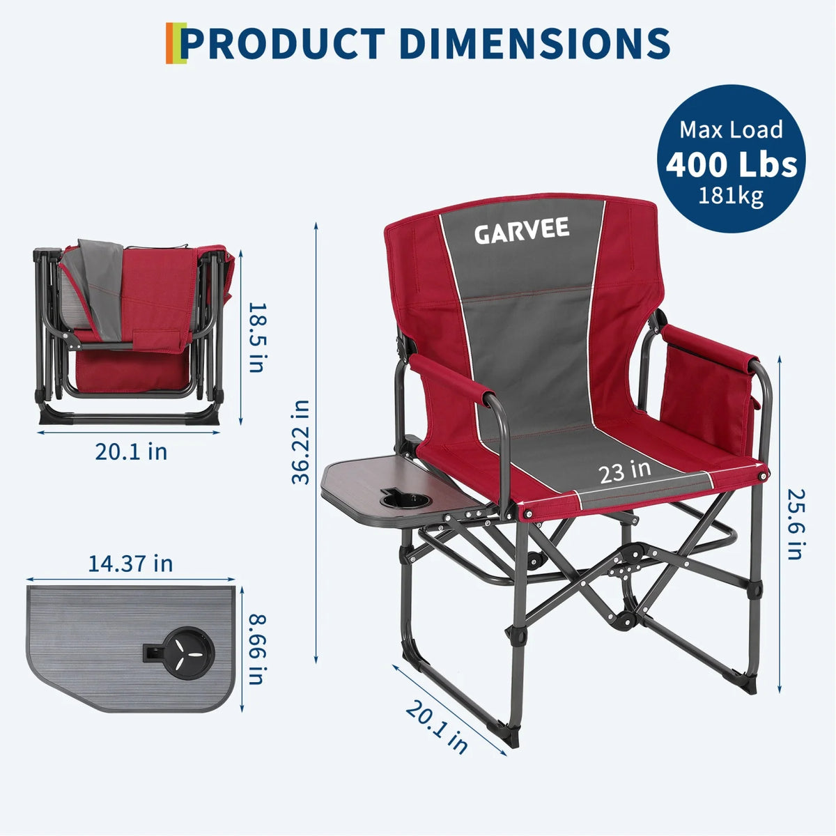 HiMISS Heavy Duty Folding Directors Chair With Cup Holder