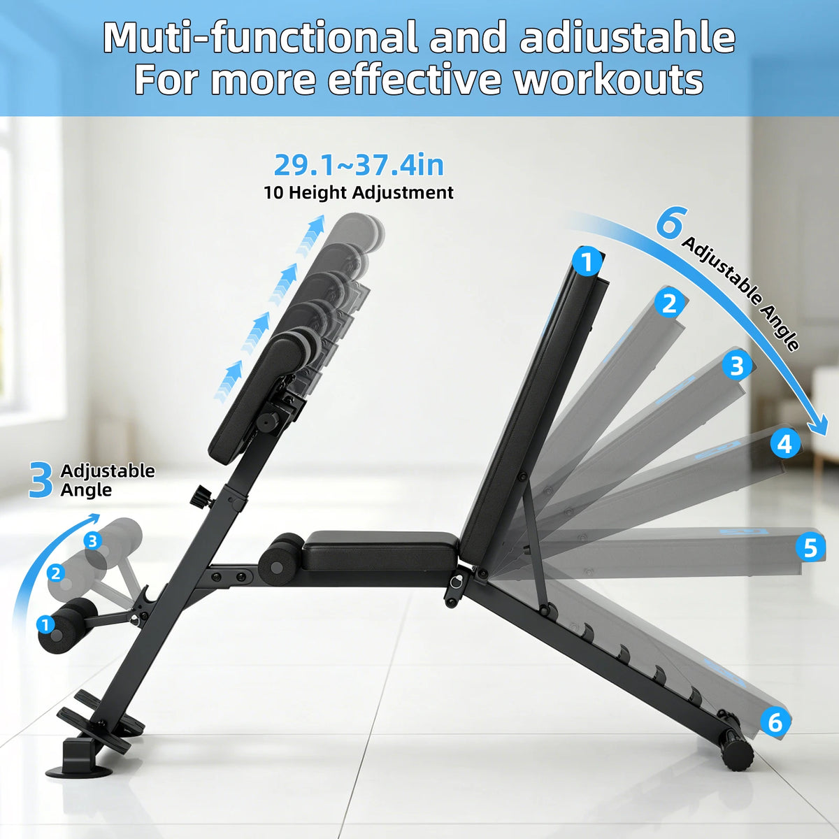 Adjustable Full Body Strength Training Bench With Resistance Bands