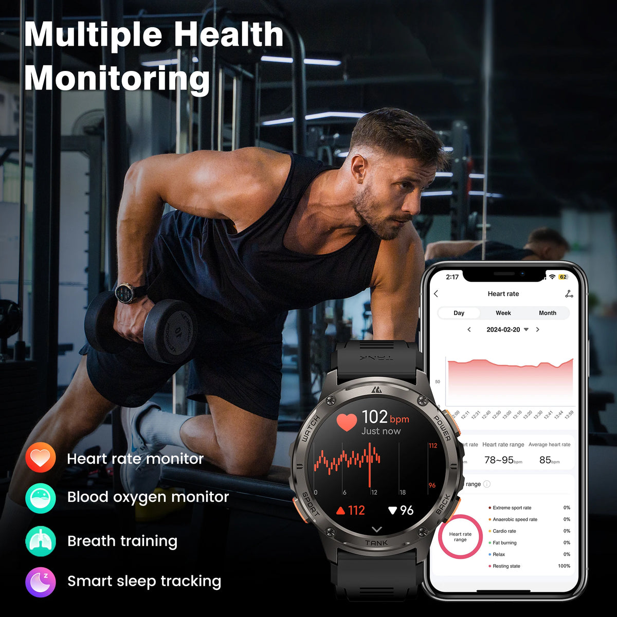 Kospet Tank T3 Smart Watch With Call And Fitness Tracking