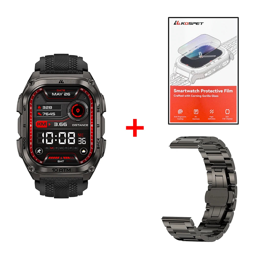 KOSPET Tank M4 Stainless Steel GPS Smartwatch With Health Monitoring