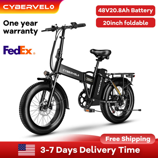 Cybervelo EK4 Folding Electric Bike With Long Range Fat Tires