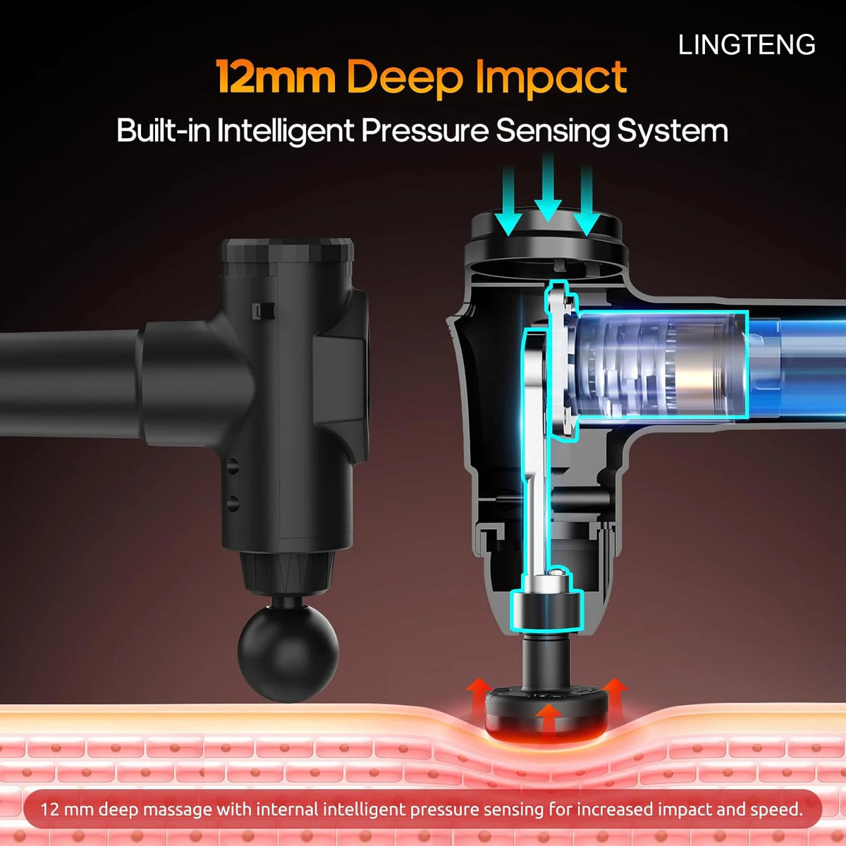 Lingteng Heating Massage Gun Deep Tissue Percussion Massager