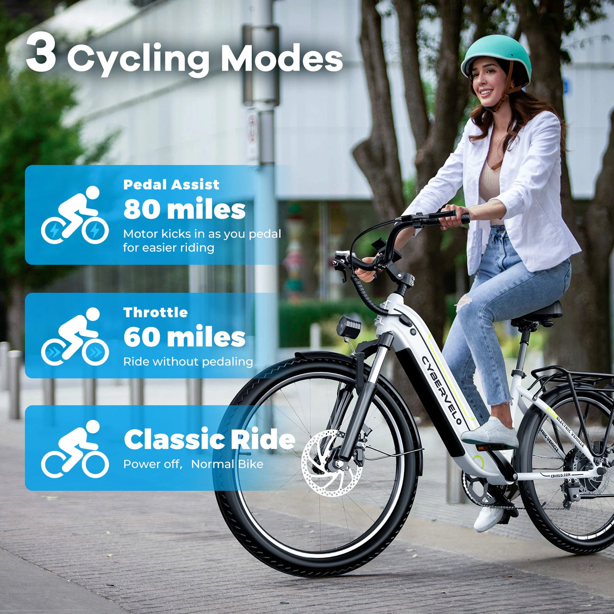 Cybervelo 500W Electric Bike With 48V 25Ah Detachable Battery Pack