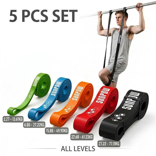 SUNPOW Pull Up Assistance Resistance Bands Set 5 Natural Latex