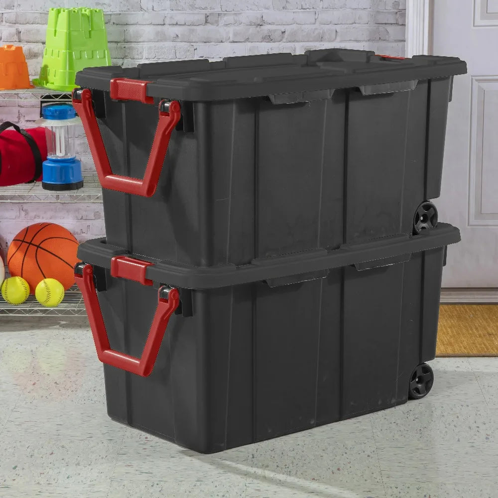 Sterilite Industrial Wheeled Storage Tote With Secure Handle