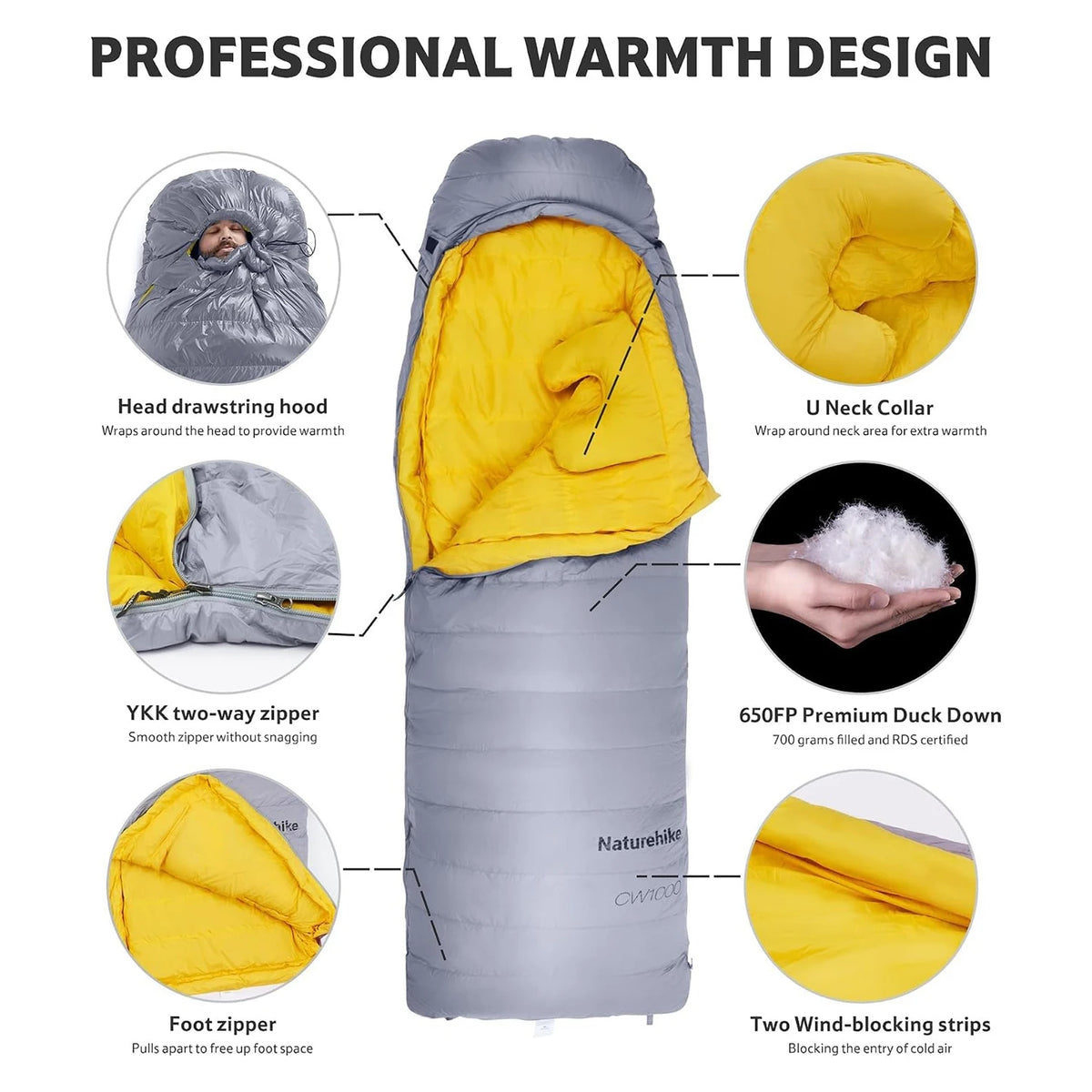 Naturehike CW400 Ultralight 650FP Duck Down Sleeping Bag Four Seasons