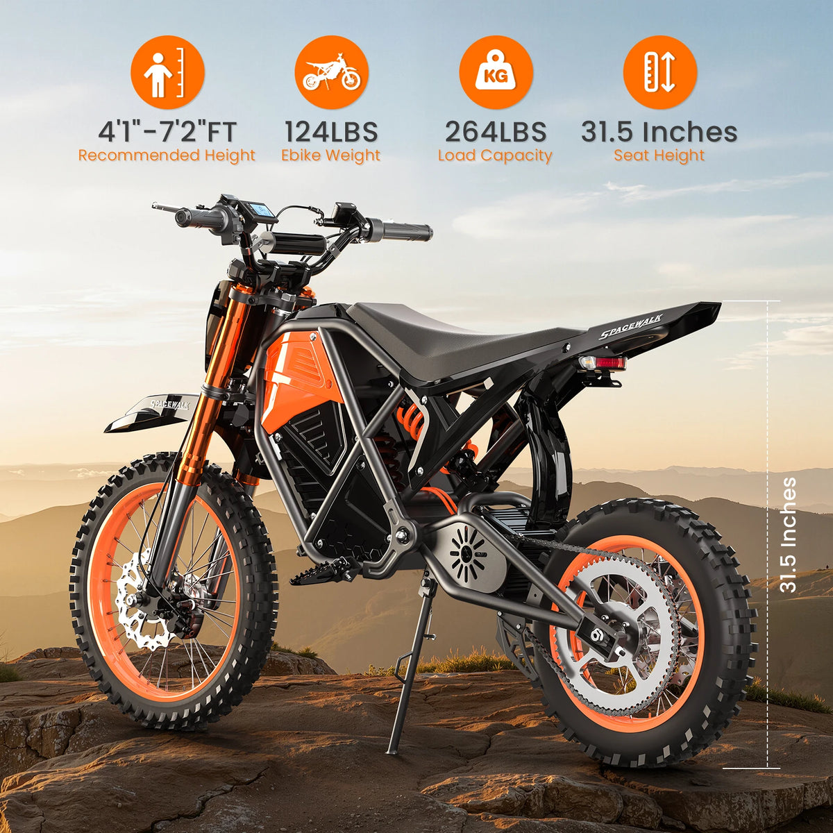 Eilleo Fat Tire Electric Dirt Bike Featuring 48V Motor