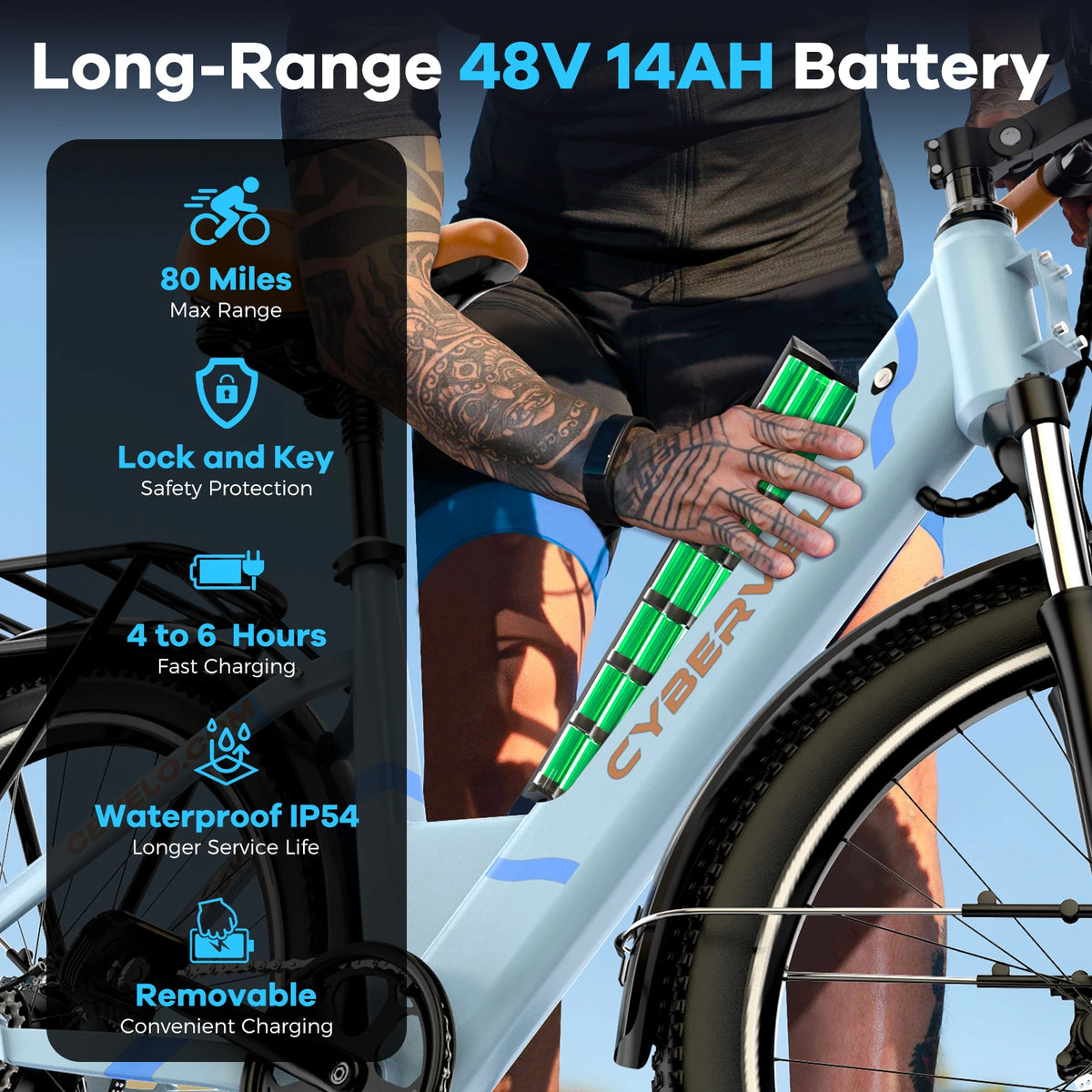 Cybervelo Urban Commute Step Through Electric Bike With Seven Speed