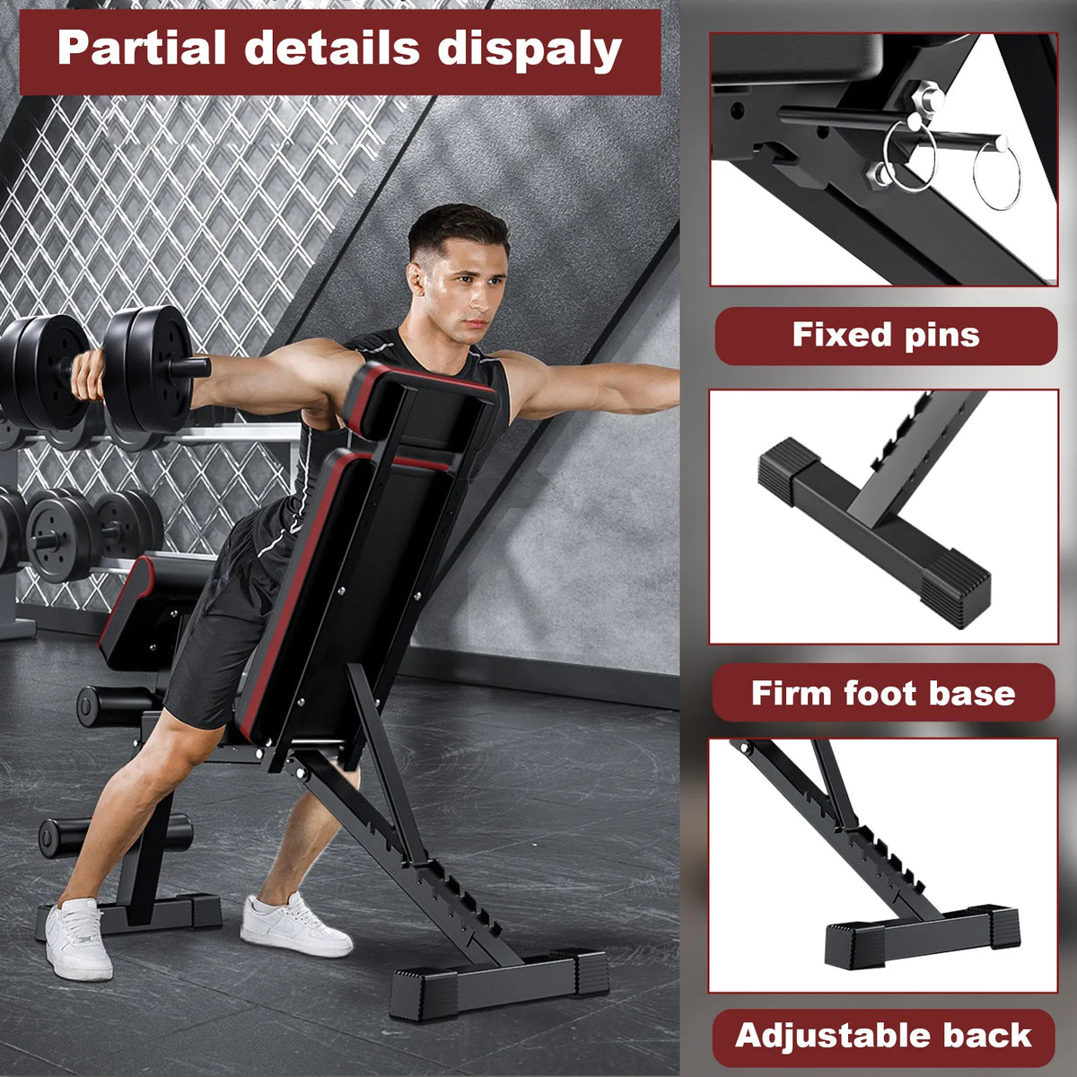 Foldable Adjustable Weight Bench Incline Decline Home Strength Training Set
