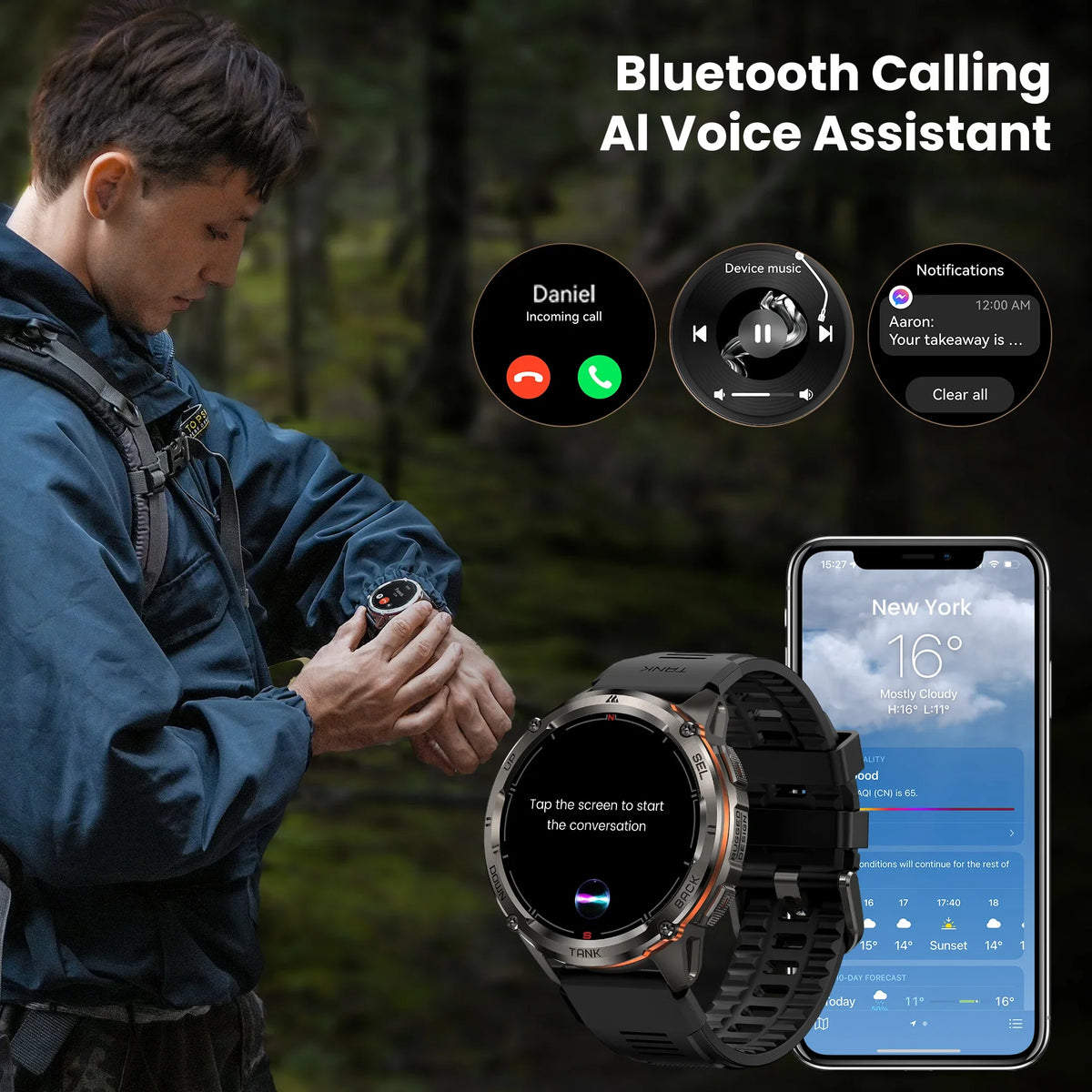Kospet Tank T3 Gps Smartwatch Featuring Bluetooth Calls And Durability