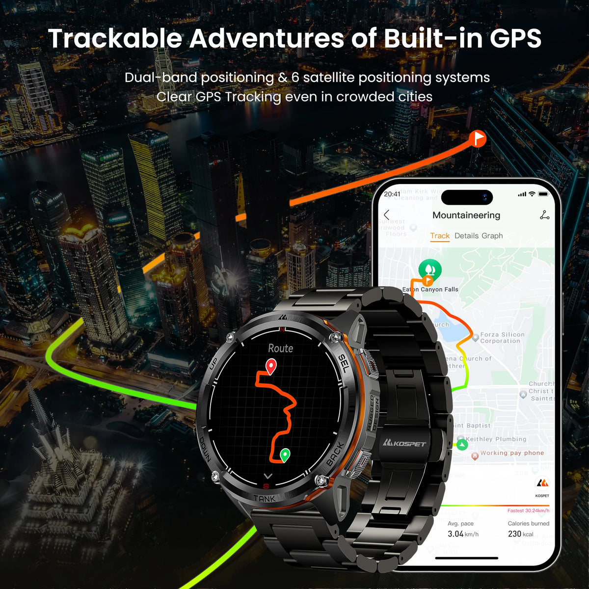 KOSPET Tank T3 Ultra 2 GPS Smartwatch Outdoor Altimeter Compass