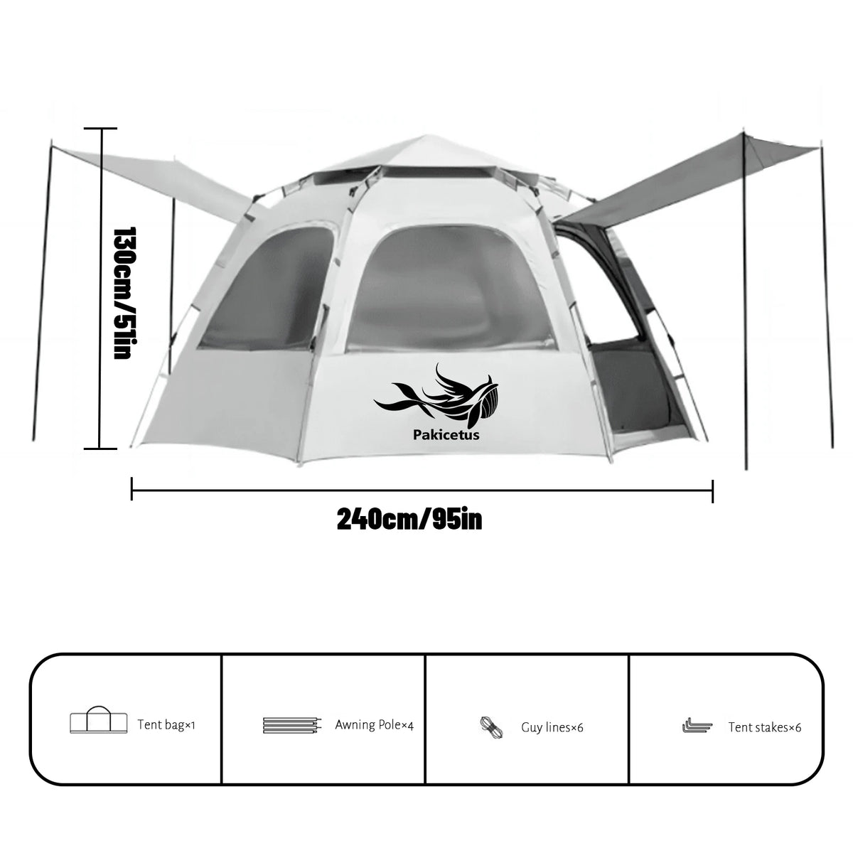 Pakicetus Quick Set Spherical Camping Tent With Ventilated Mesh