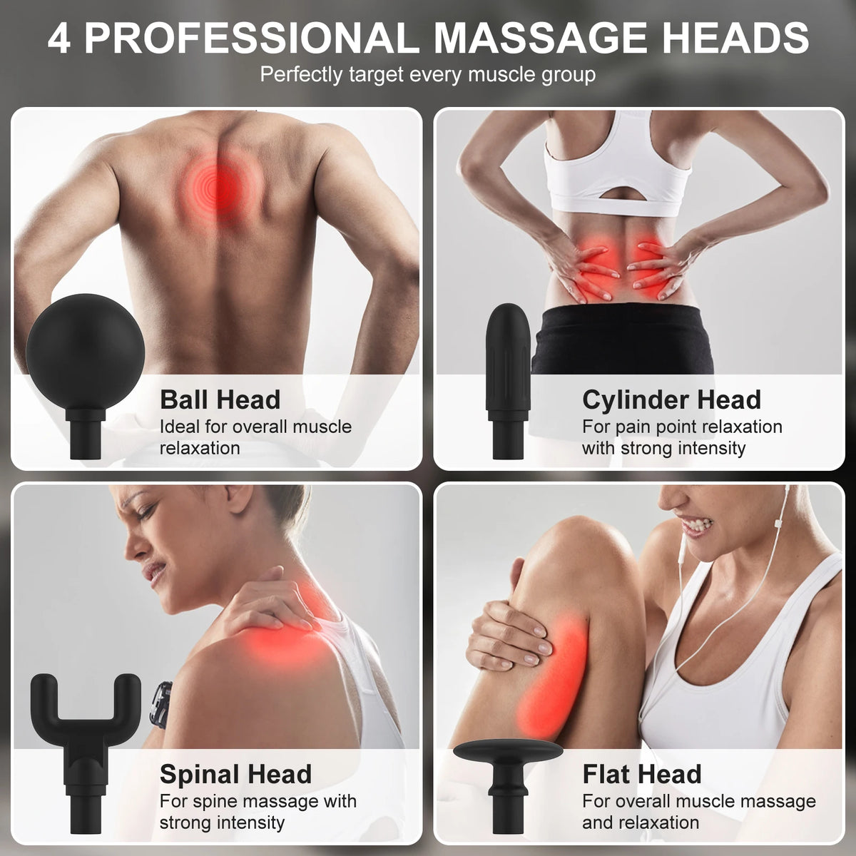 Long Handle Eight Attachment Rechargeable Massage Gun