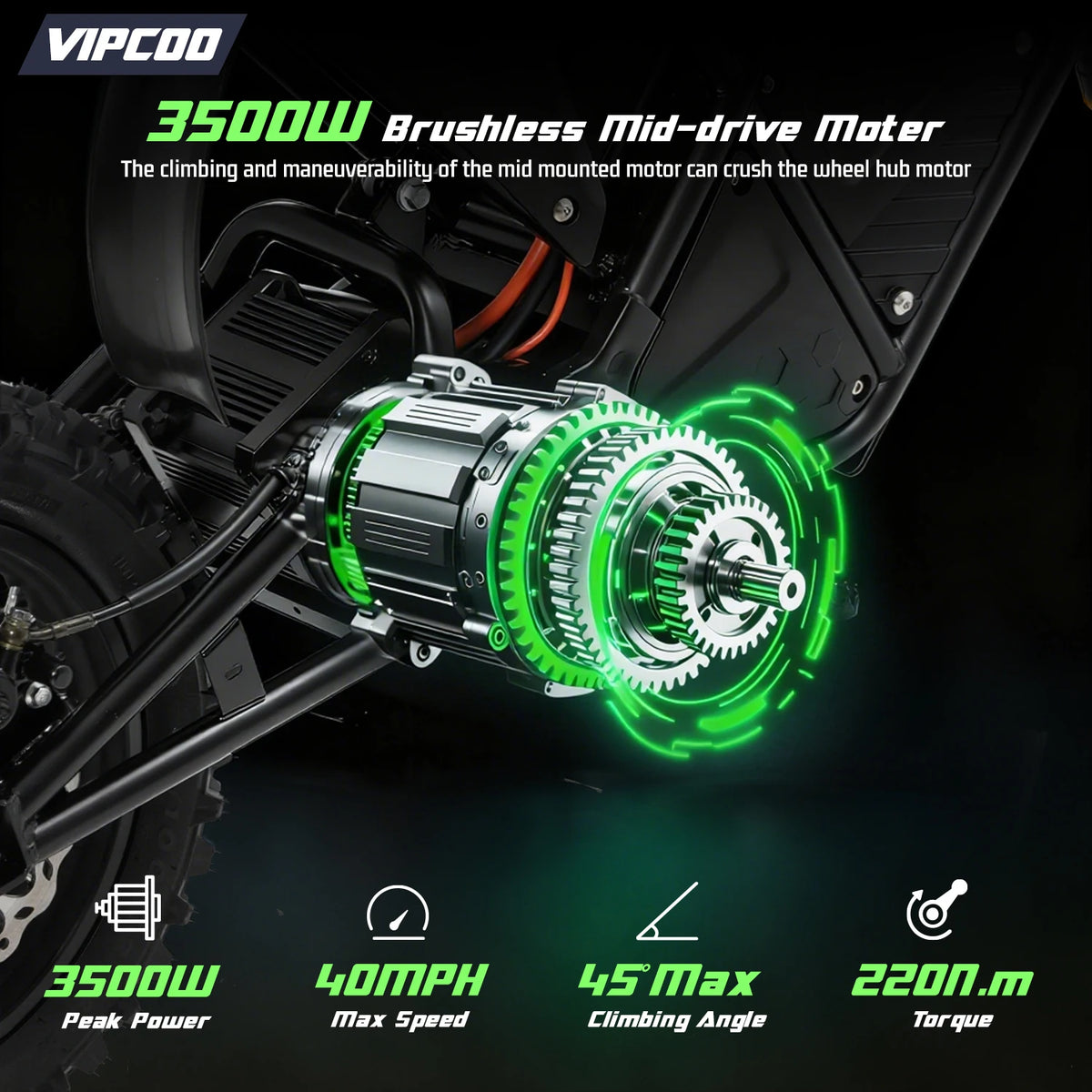 VIPCOO H3 3500W Fat Tire Electric Dirt Bike Motorcycle