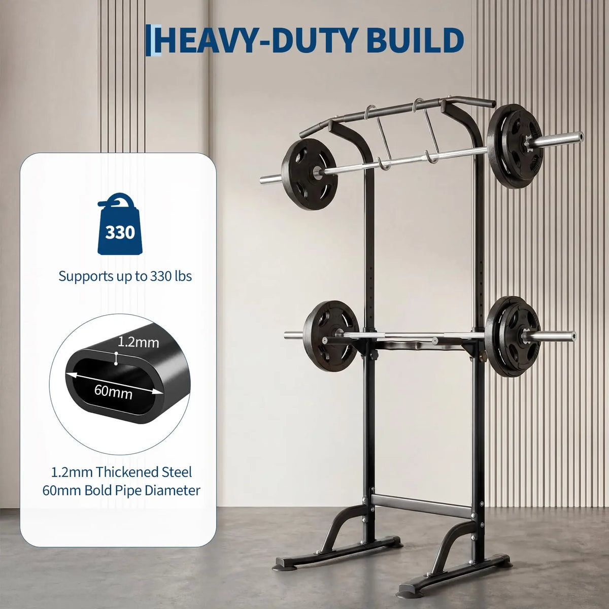 HiMISS Adjustable Power Tower Dip Station With Pull Up Bar
