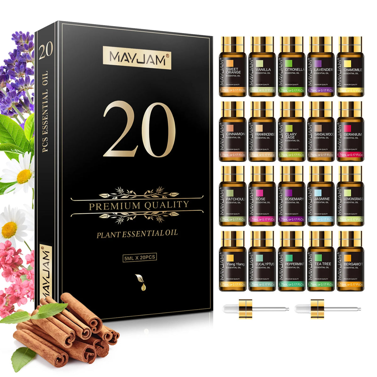 MAYJAM 20 Bottles Aromatherapy Essential Oil Set For Diffuser