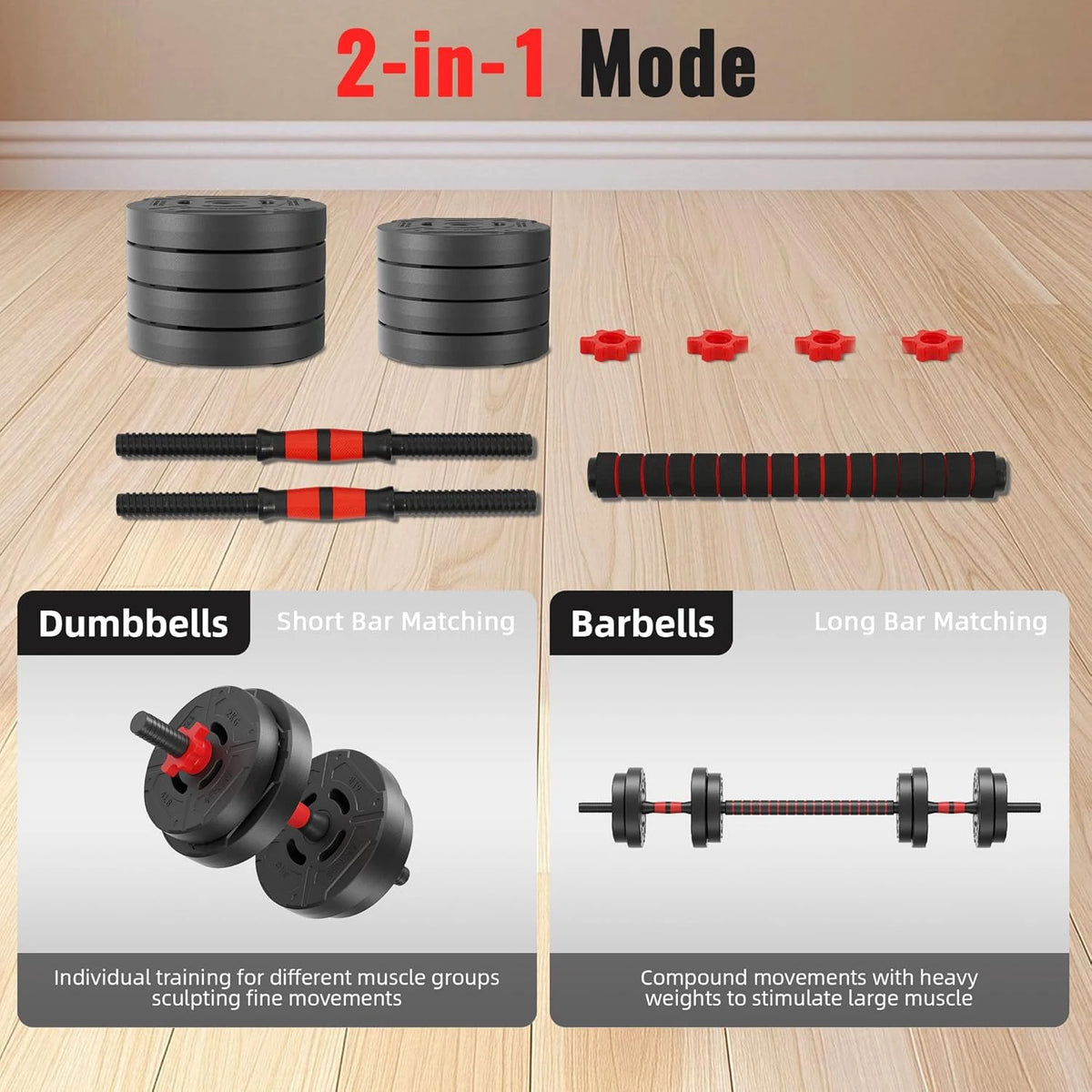 Adjustable Dual Mode Dumbbell and Barbell Set for Home Workouts