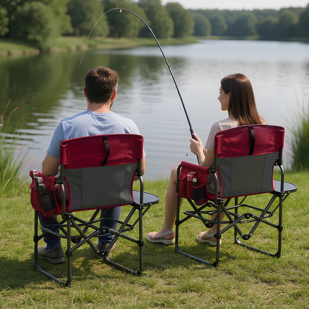HiMISS Heavy Duty Folding Directors Chair With Cup Holder