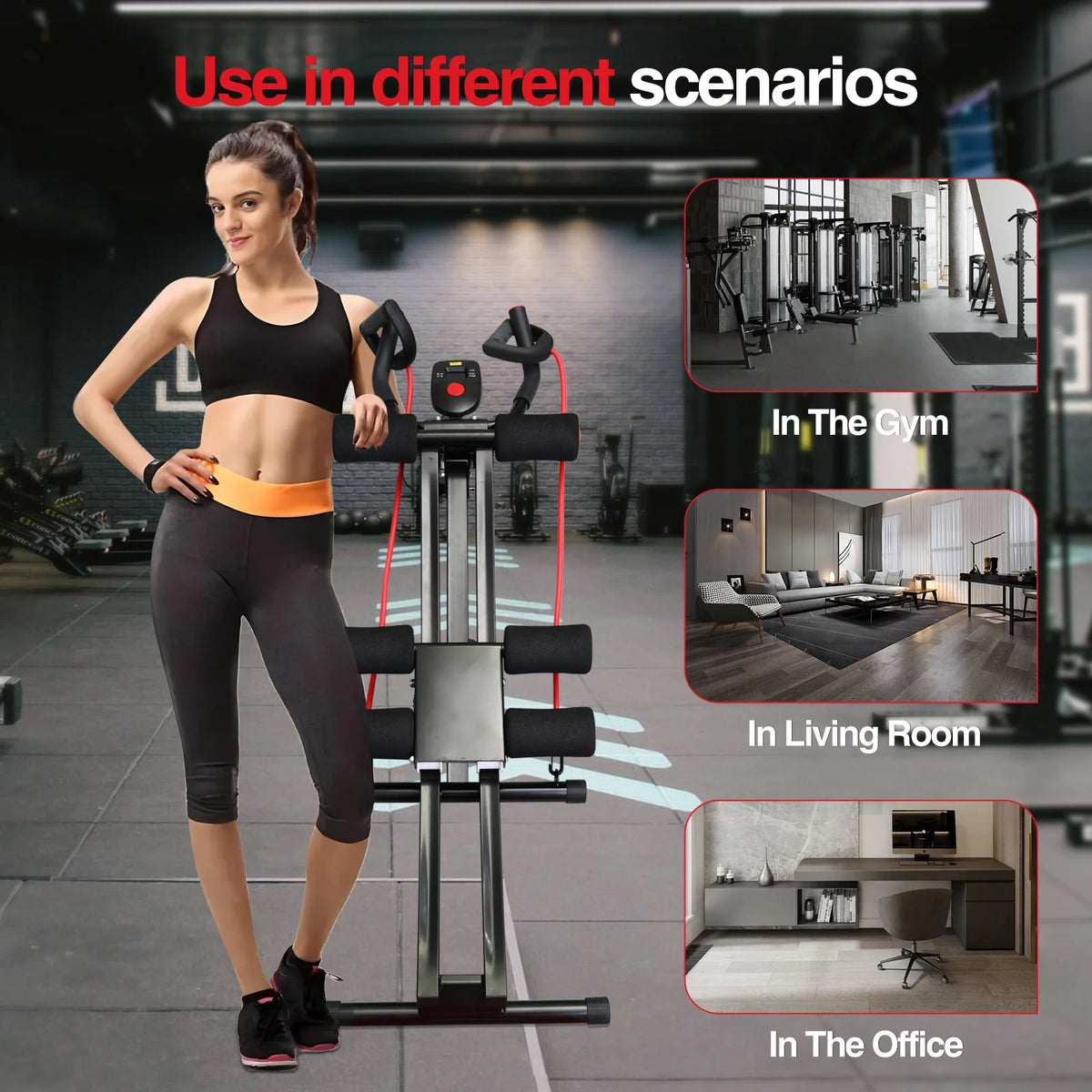 Foldable Ab Machine Core Trainer With LCD Display For Gym