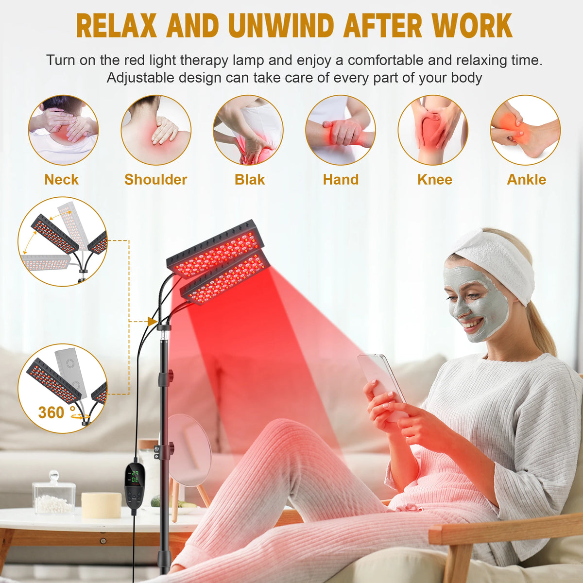 Astarexin Dual Head Red Light Therapy Panel Face And Body Care